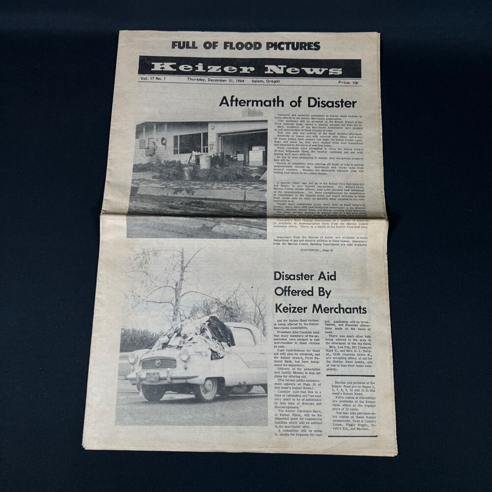 1964 dec 31 “Aftermath of Disaster” Keizer News newspaper vintage